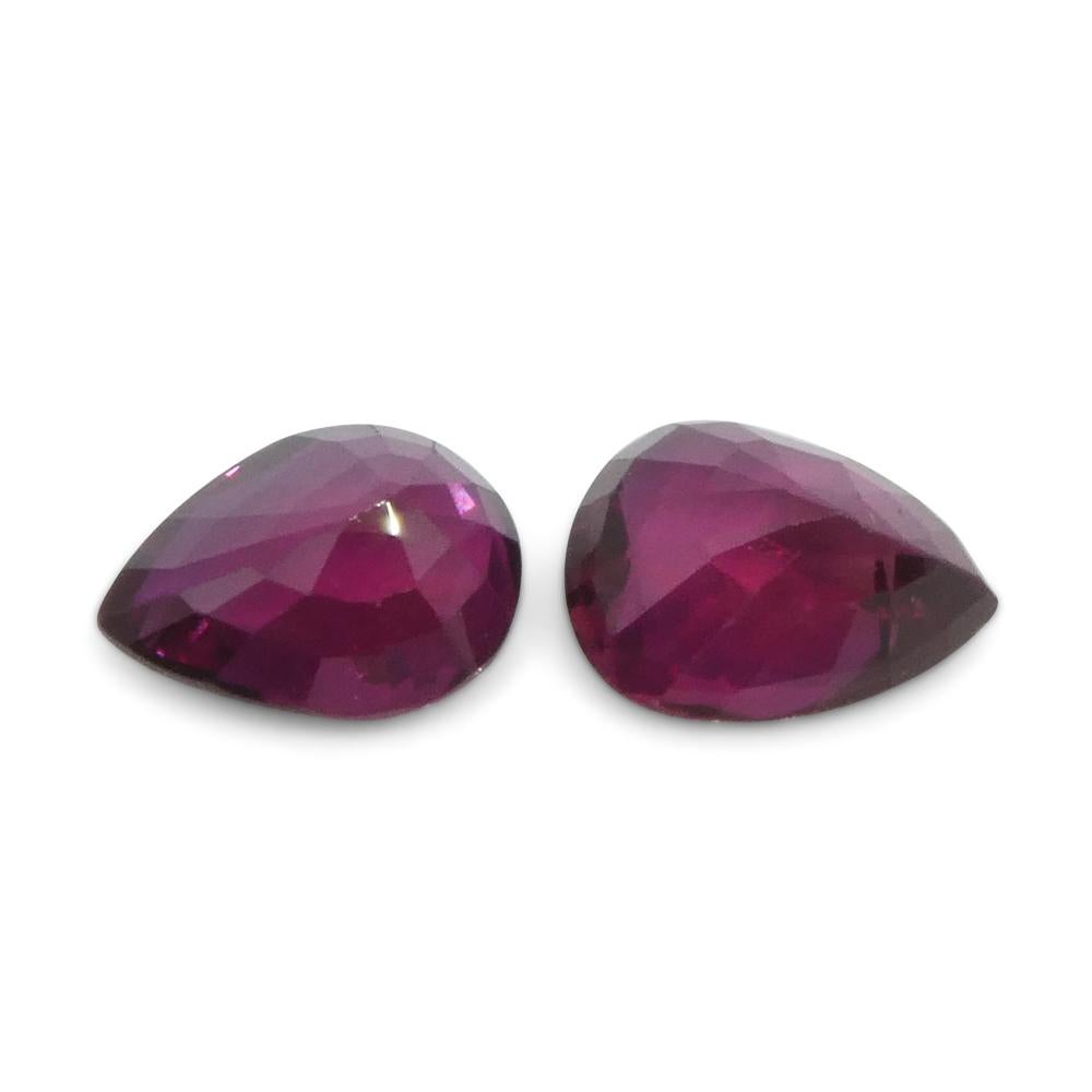 1.41ct Pear Red Ruby from Thailand Pair For Sale 7