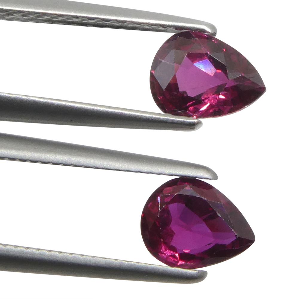 1.41ct Pear Red Ruby from Thailand Pair For Sale 8