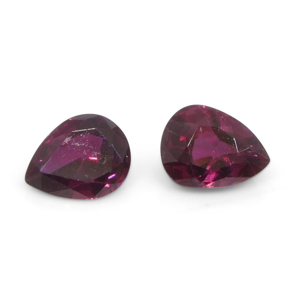 1.41ct Pear Red Ruby from Thailand Pair In New Condition For Sale In Toronto, Ontario