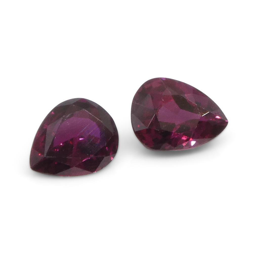 1.41ct Pear Red Ruby from Thailand Pair For Sale 3