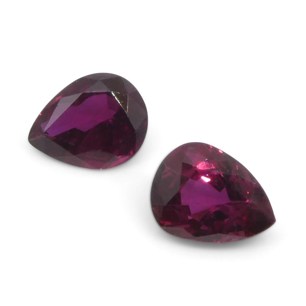 1.41ct Pear Red Ruby from Thailand Pair For Sale 4
