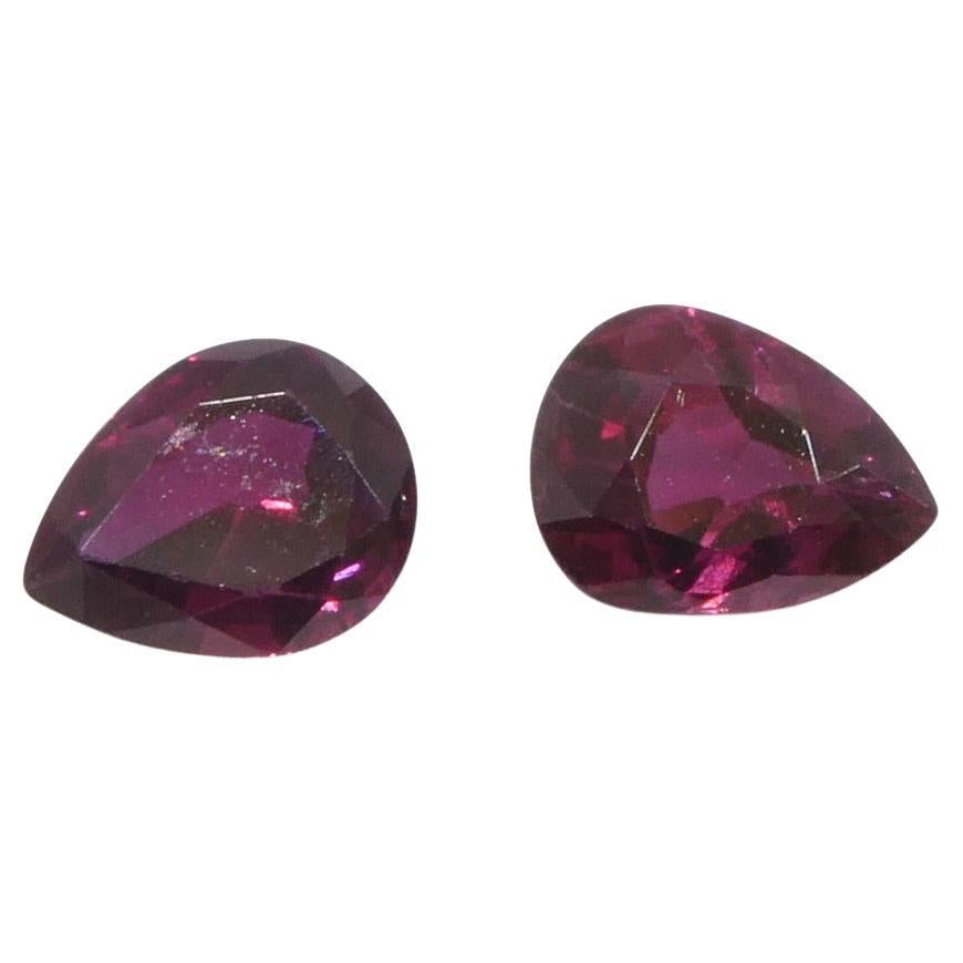1.41ct Pear Red Ruby from Thailand Pair For Sale