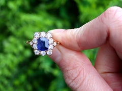 1.41ct Sapphire and Diamond Cluster Engagement Ring in 18k Yellow Gold