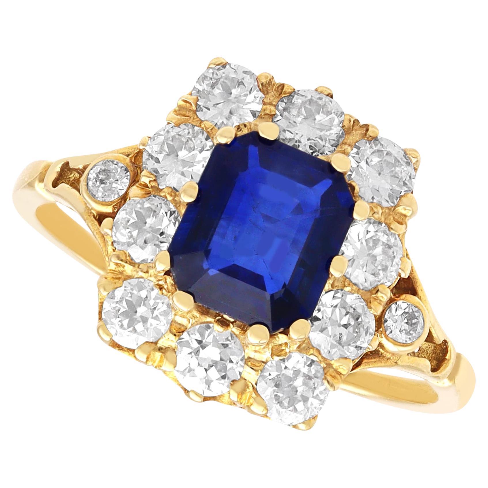 1.41ct Sapphire and Diamond Cluster Engagement Ring in 18k Yellow Gold