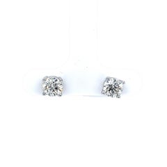 1.41ctw Natural Round Diamond Stud Earrings 4 Prongs Basket Platinum Setting