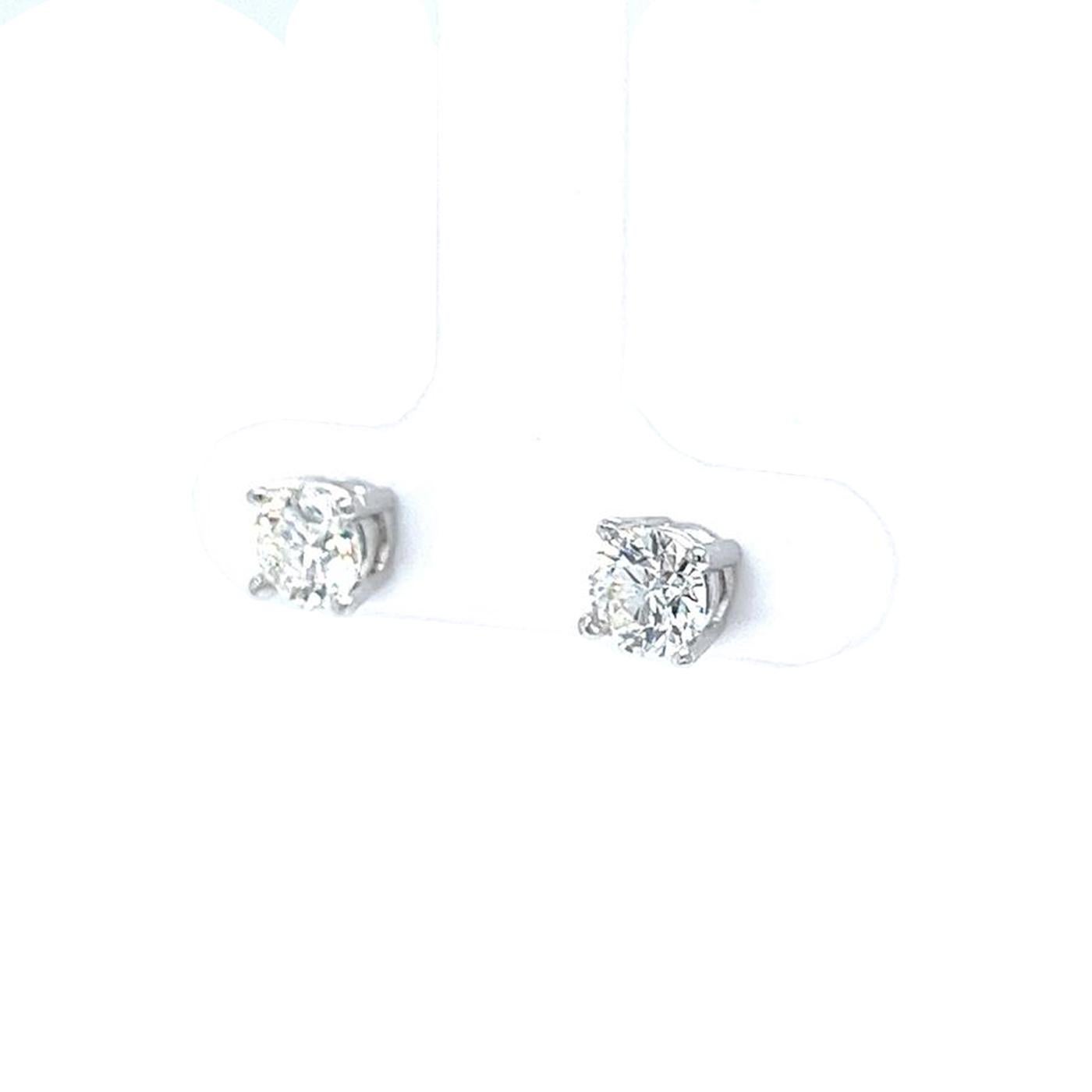 1.41ctw Natural Round Diamond Stud Earrings 4 Prongs Basket Platinum Setting For Sale 2