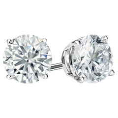 Clous d'oreilles en diamants ronds naturels 1,41 carat sertis en panier à 4 griffes