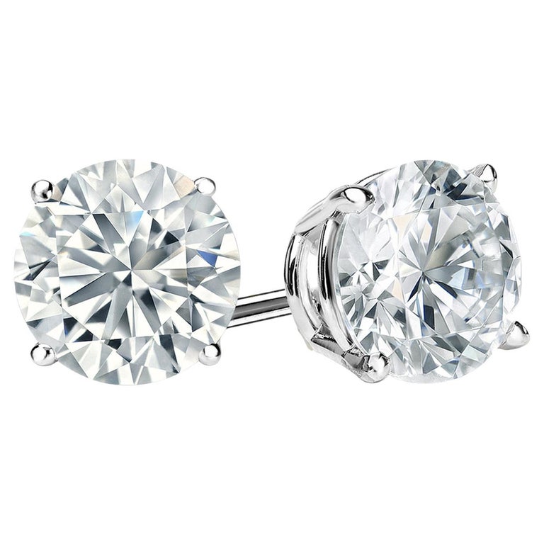 1.41ctw Natural Round Diamond Stud Earrings 4 Prongs Basket Platinum