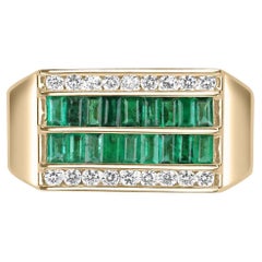 1.41tcw 14K Smaragd & Diamant Herrenring mit Smaragd