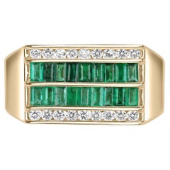 1.41tcw 14K Emerald & Diamond Men's Ring