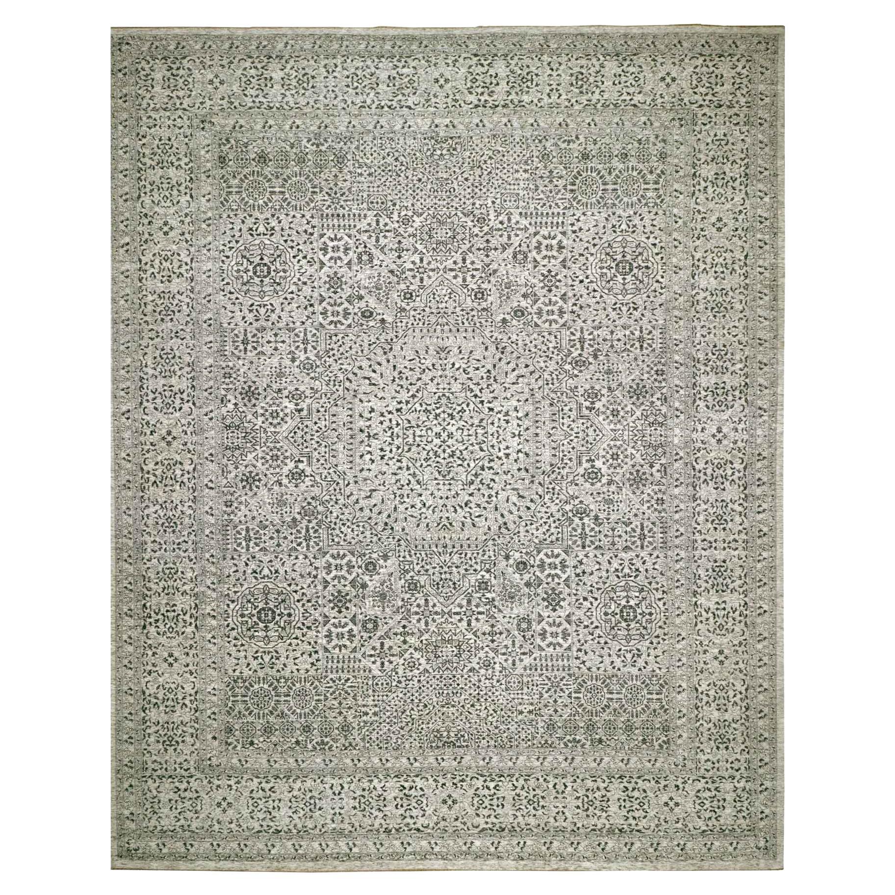 14'1 "x17'9" Chantilly Lace Weiß Mamluk Dynasty Handgeknüpfter Wollteppich in Übergröße