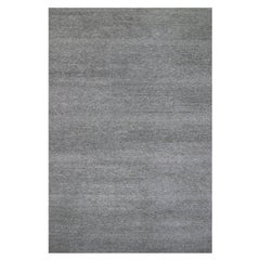 14'1 "x18'2" Tappeto grigio spagnolo in pura lana non colorata con design moderno a base di erba annodato a mano