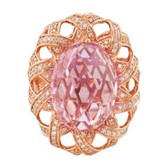 Sunita Nahata Amethyst 14.20ct. Fancy Ring in 14K Rose Gold with Diamond.