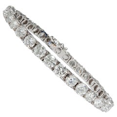 14.2 Carat Certified Diamond Brilliant White Gold Riviere Tennis Bracelet