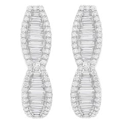 Pendientes de aro con diamantes certificados de 1,42 quilates Joyería fina Oro blanco de 18 quilates