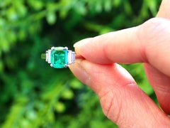 1.42 Carat Colombian Emerald and Diamond Engagement Ring in Platinum