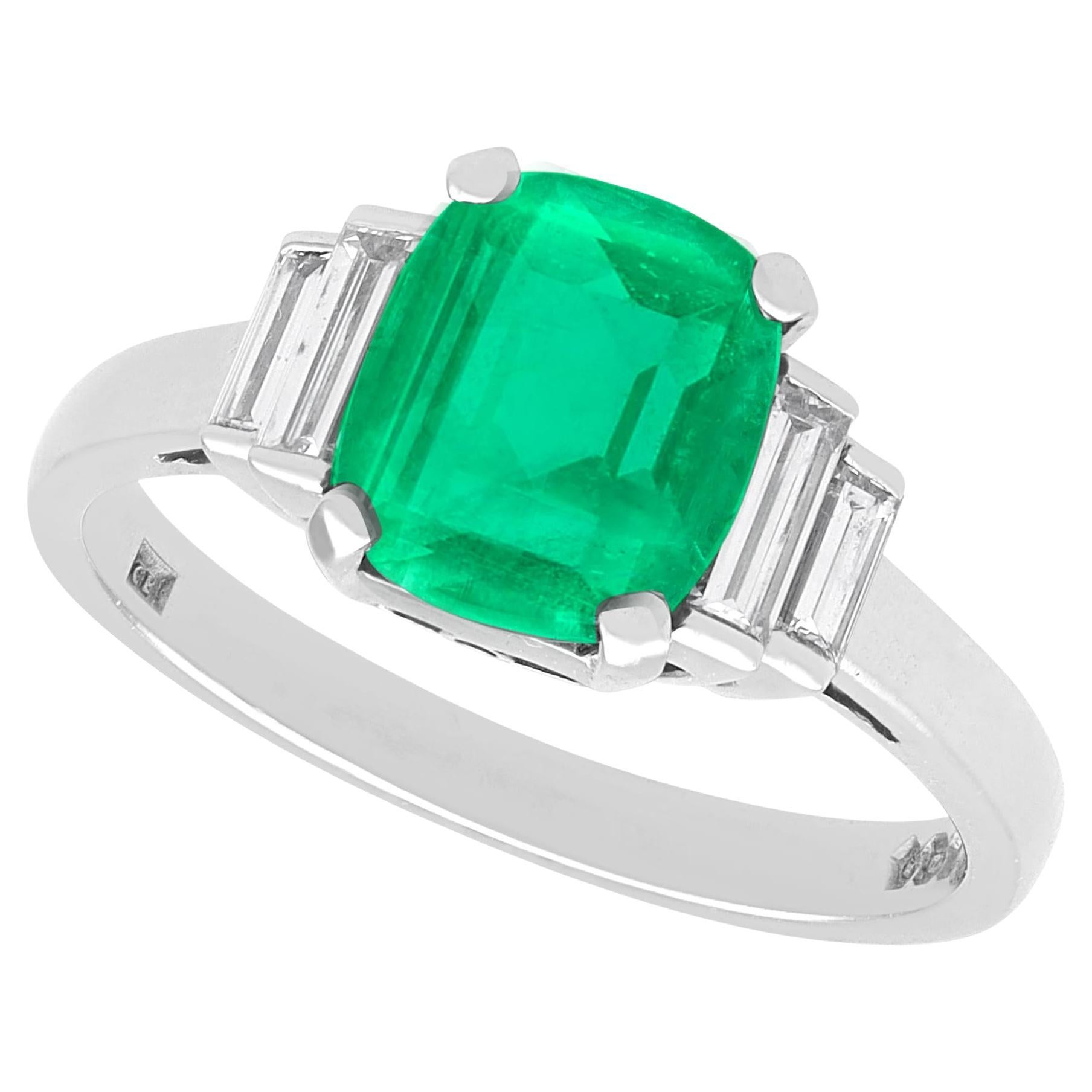 1.42 Carat Colombian Emerald and Diamond Engagement Ring in Platinum
