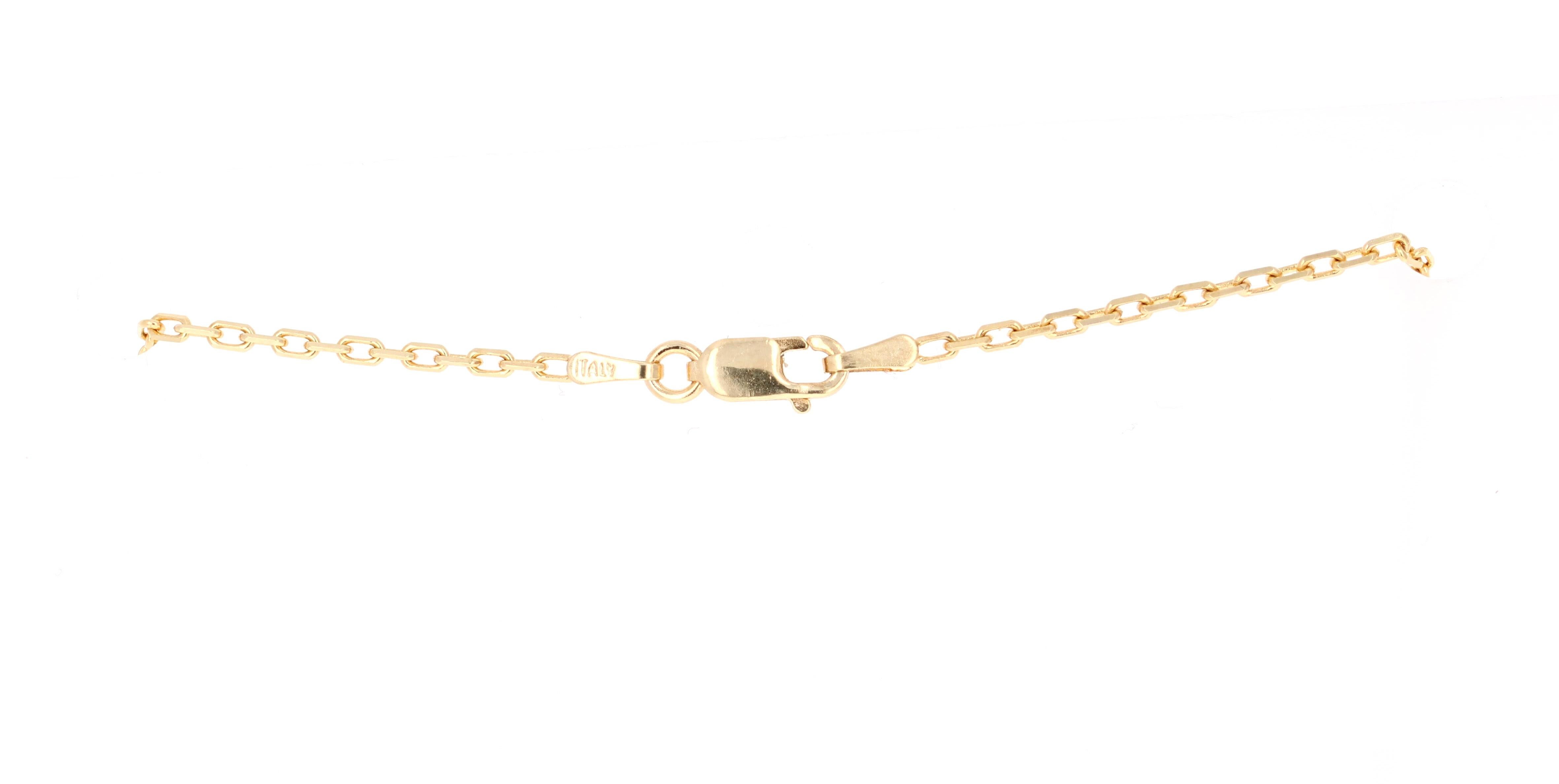 Round Cut 1.42 Carat Cross Pendant 14 Karat Yellow Gold Chain Necklace