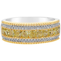 Roman Malakov, bague jonc fantaisie en diamant jaune taille coussin de 1,42 carat