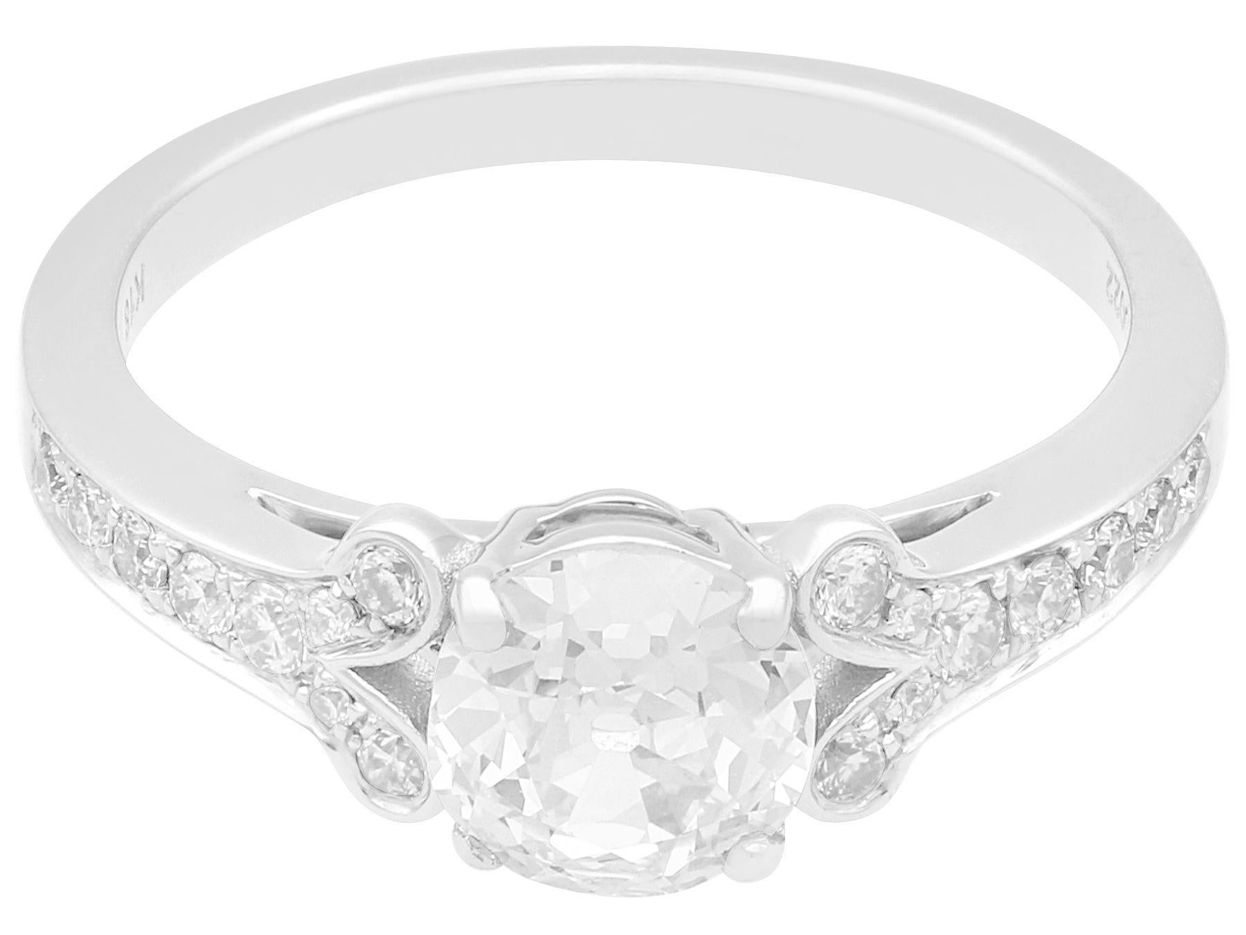 Cushion Cut 1.42 Carat Diamond and White Gold Solitaire Engagement Ring For Sale