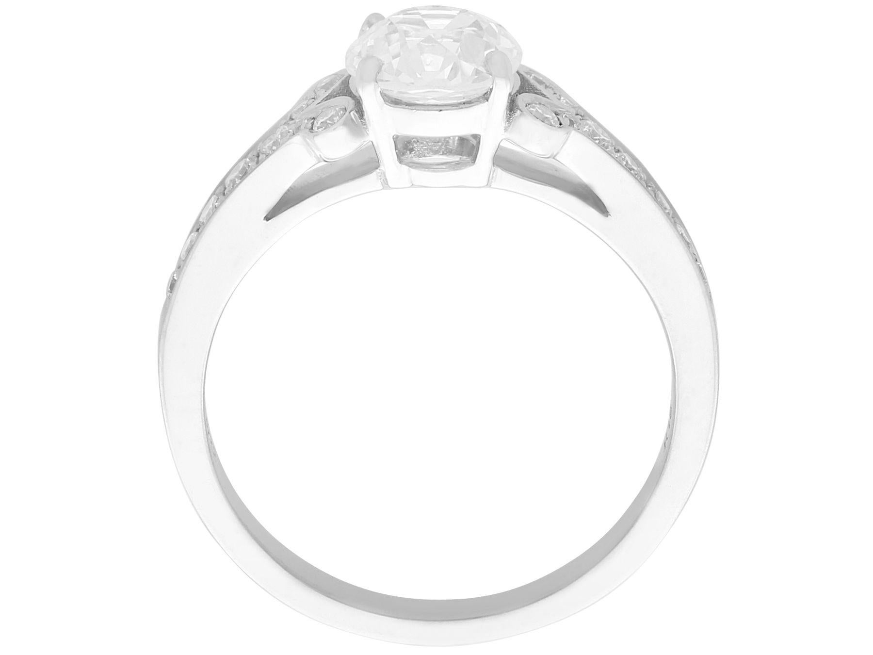Women's or Men's 1.42 Carat Diamond and White Gold Solitaire Engagement Ring For Sale