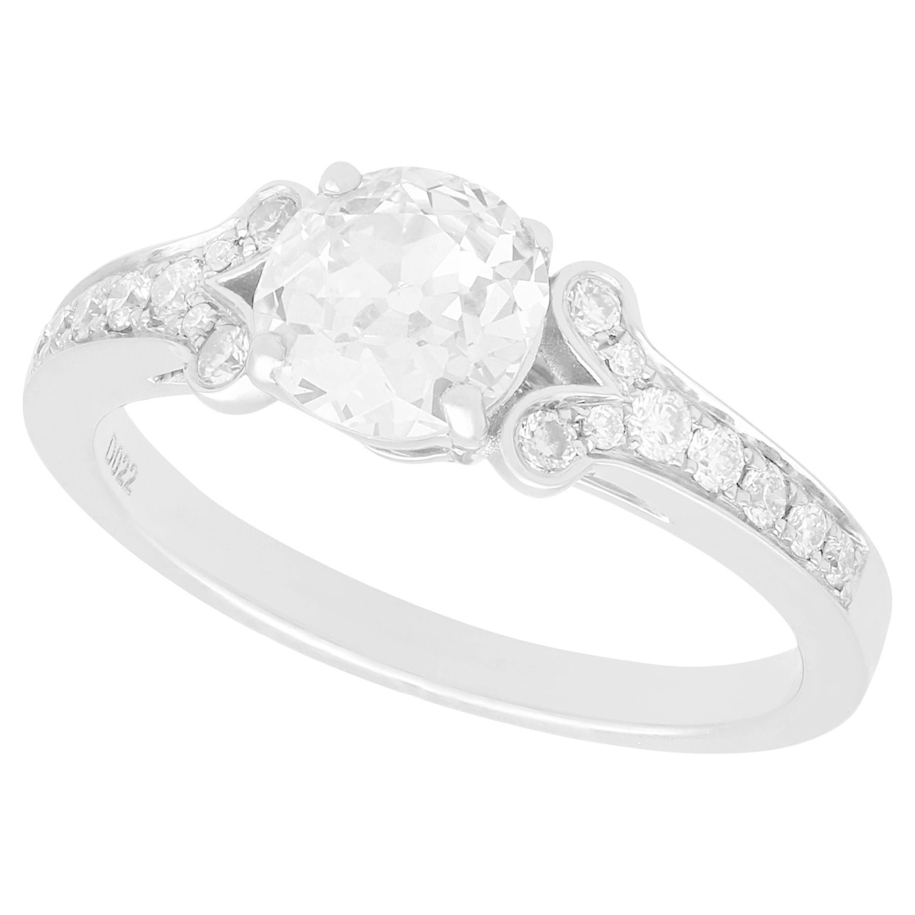 1.42 Carat Diamond and White Gold Solitaire Engagement Ring For Sale