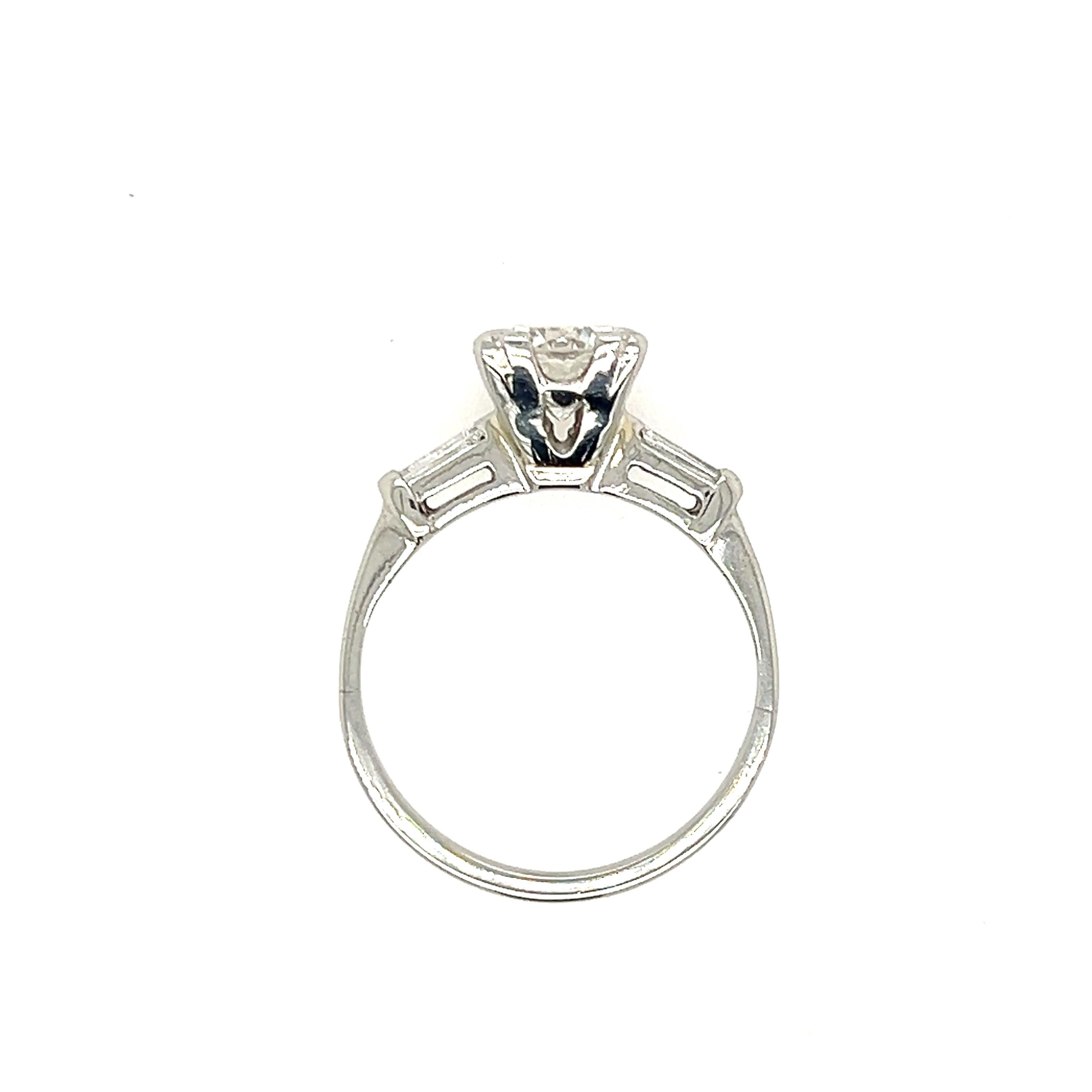 1.42 Carat Diamond Platinum Engagement Ring 1950s For Sale 1