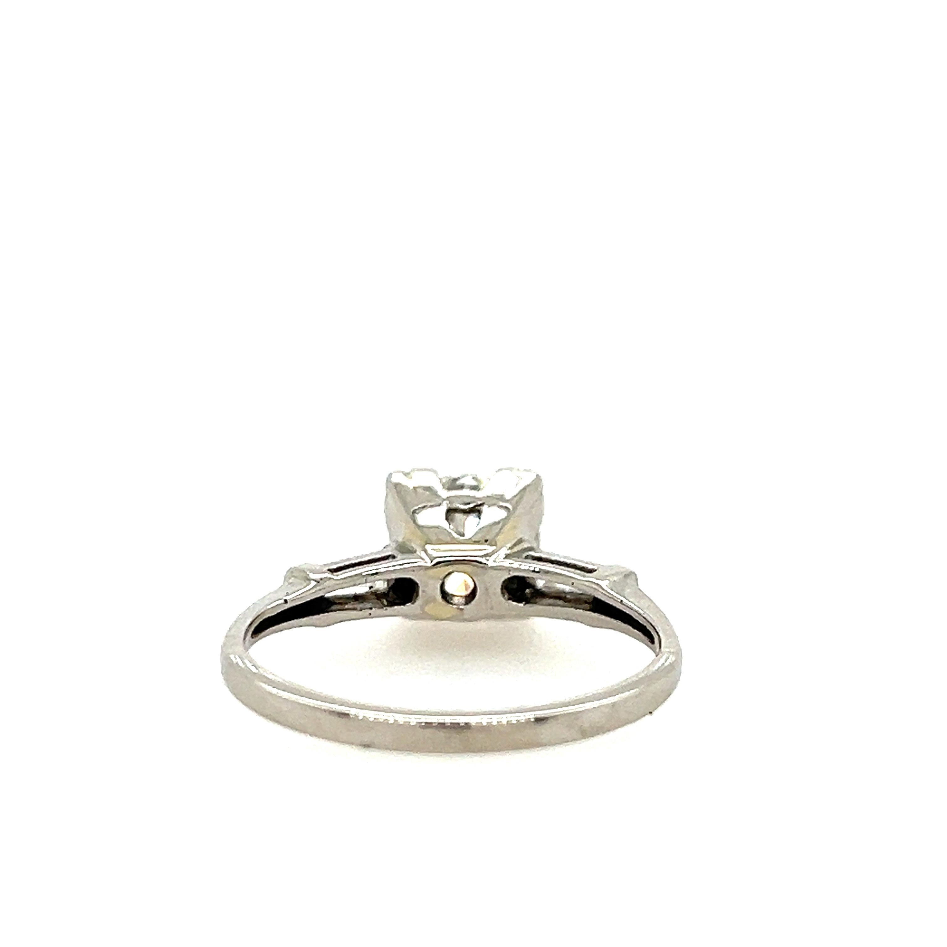 1.42 Carat Diamond Platinum Engagement Ring 1950s For Sale 2