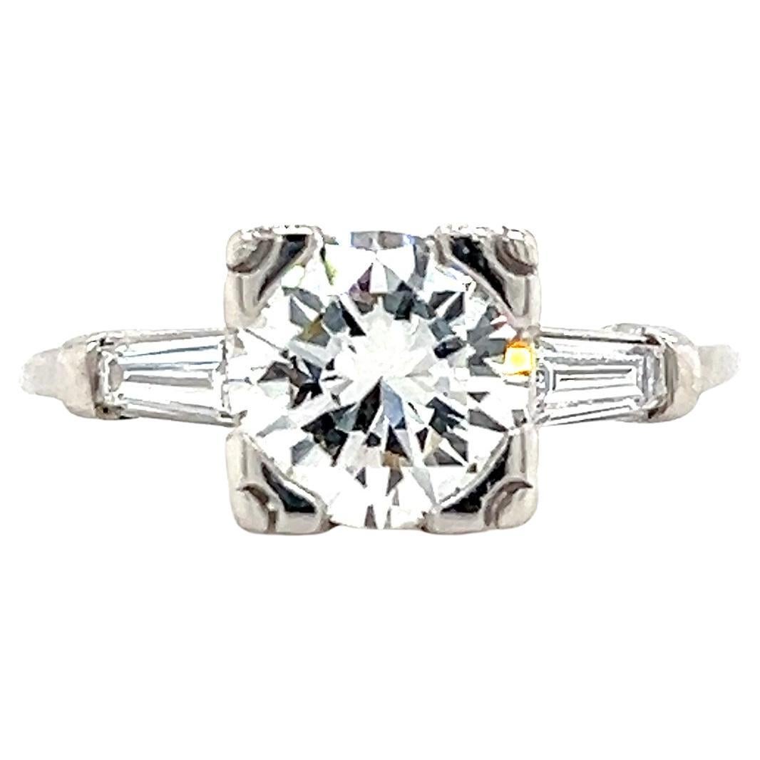 1,42 Karat Diamant Platin Verlobungsring 1950er Jahre
