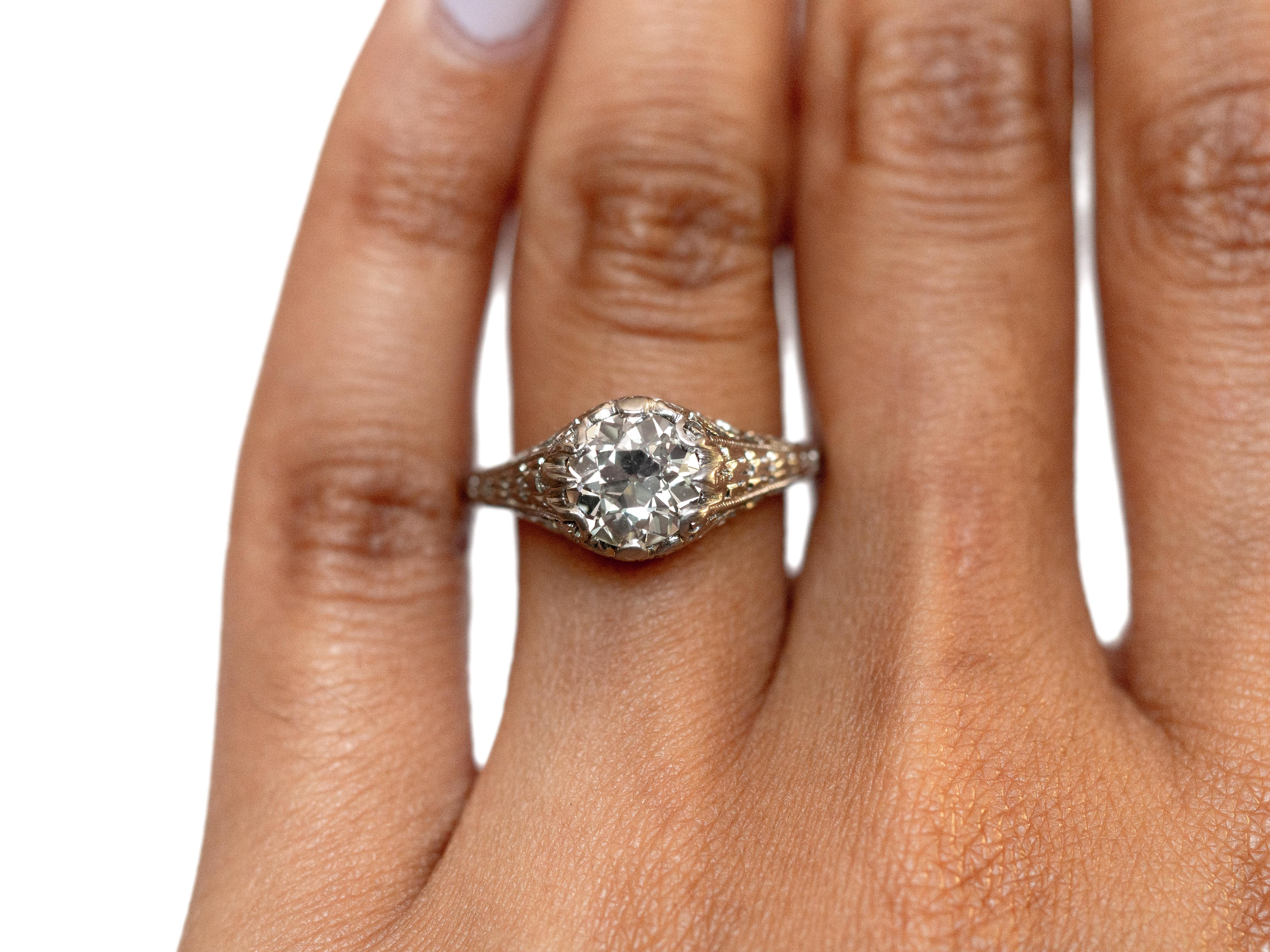 Women's or Men's 1.42 Carat Diamond Platinum Engagement Ring For Sale