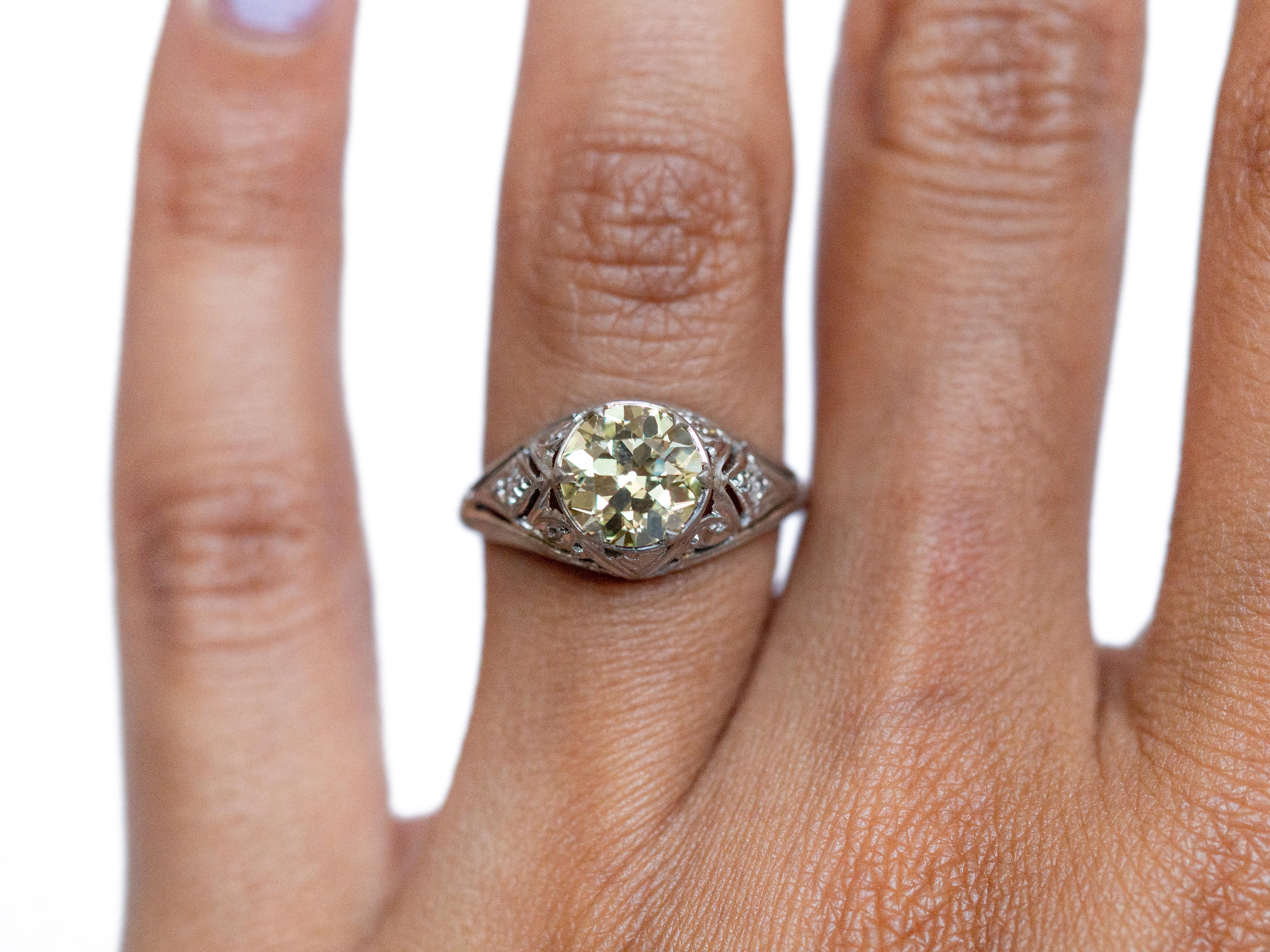 Art Deco 1.42 Carat Diamond Platinum Engagement Ring For Sale