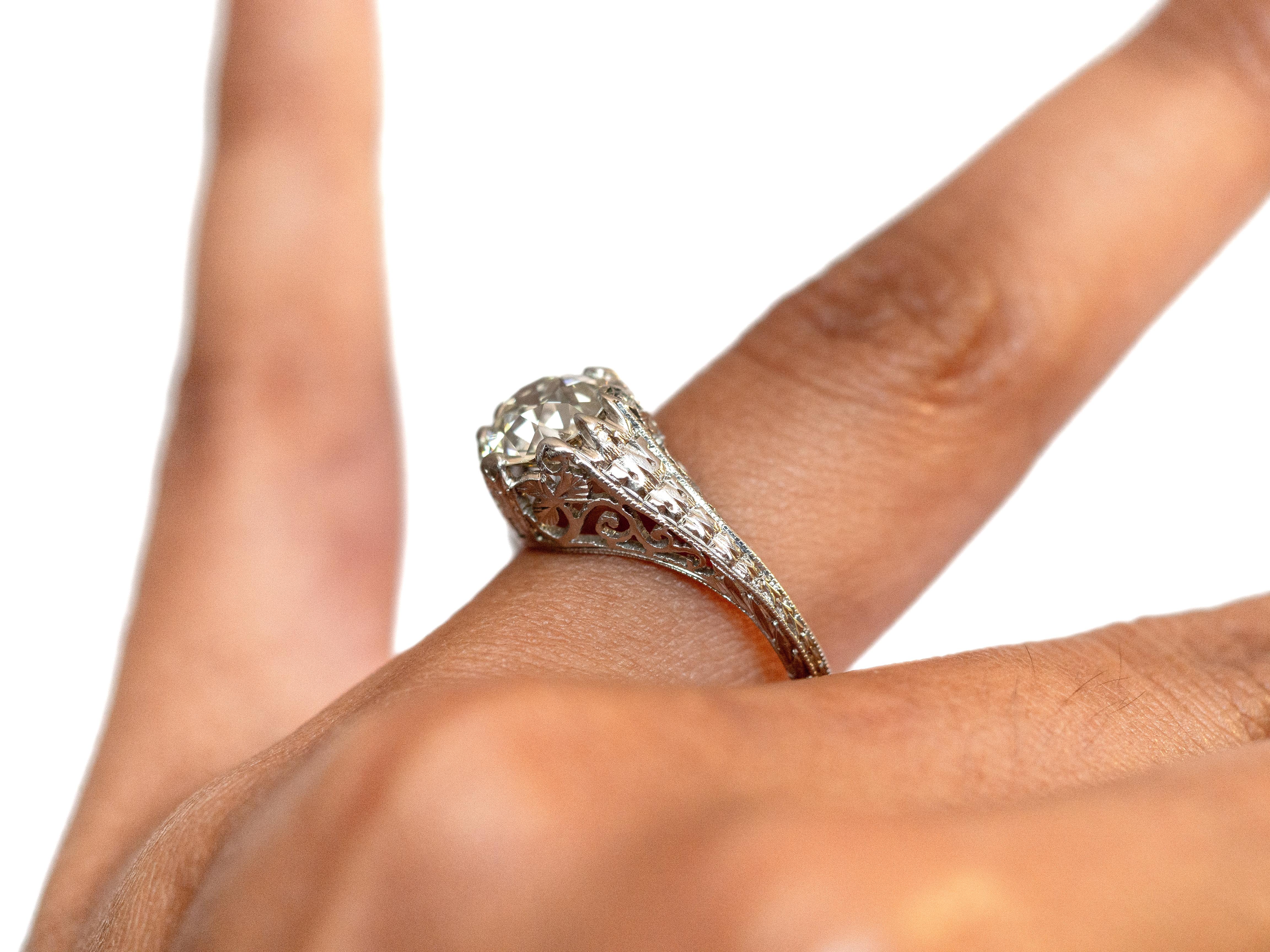 1.42 Carat Diamond Platinum Engagement Ring For Sale 1
