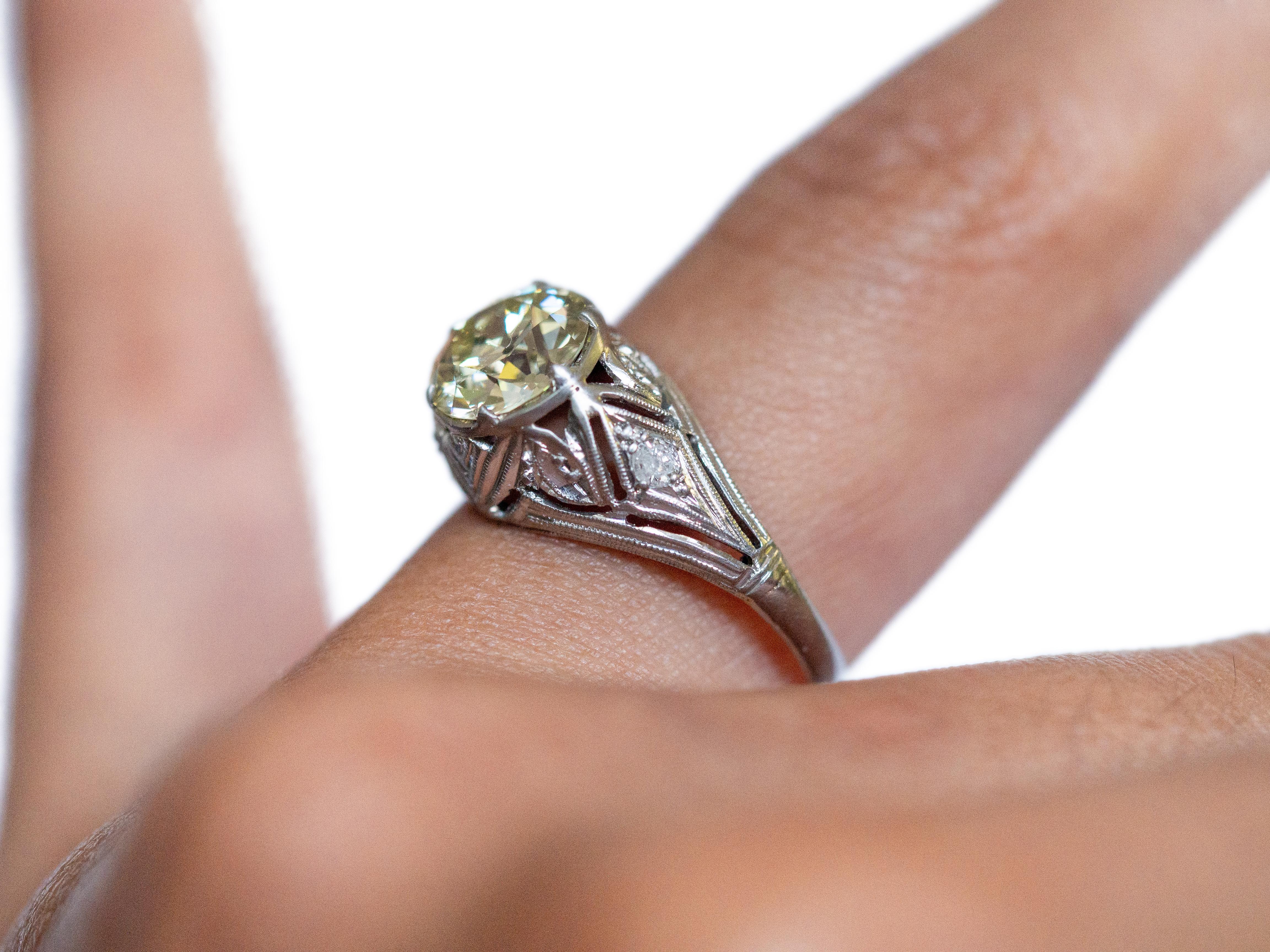 1.42 Carat Diamond Platinum Engagement Ring In Good Condition For Sale In Hicksville, NY