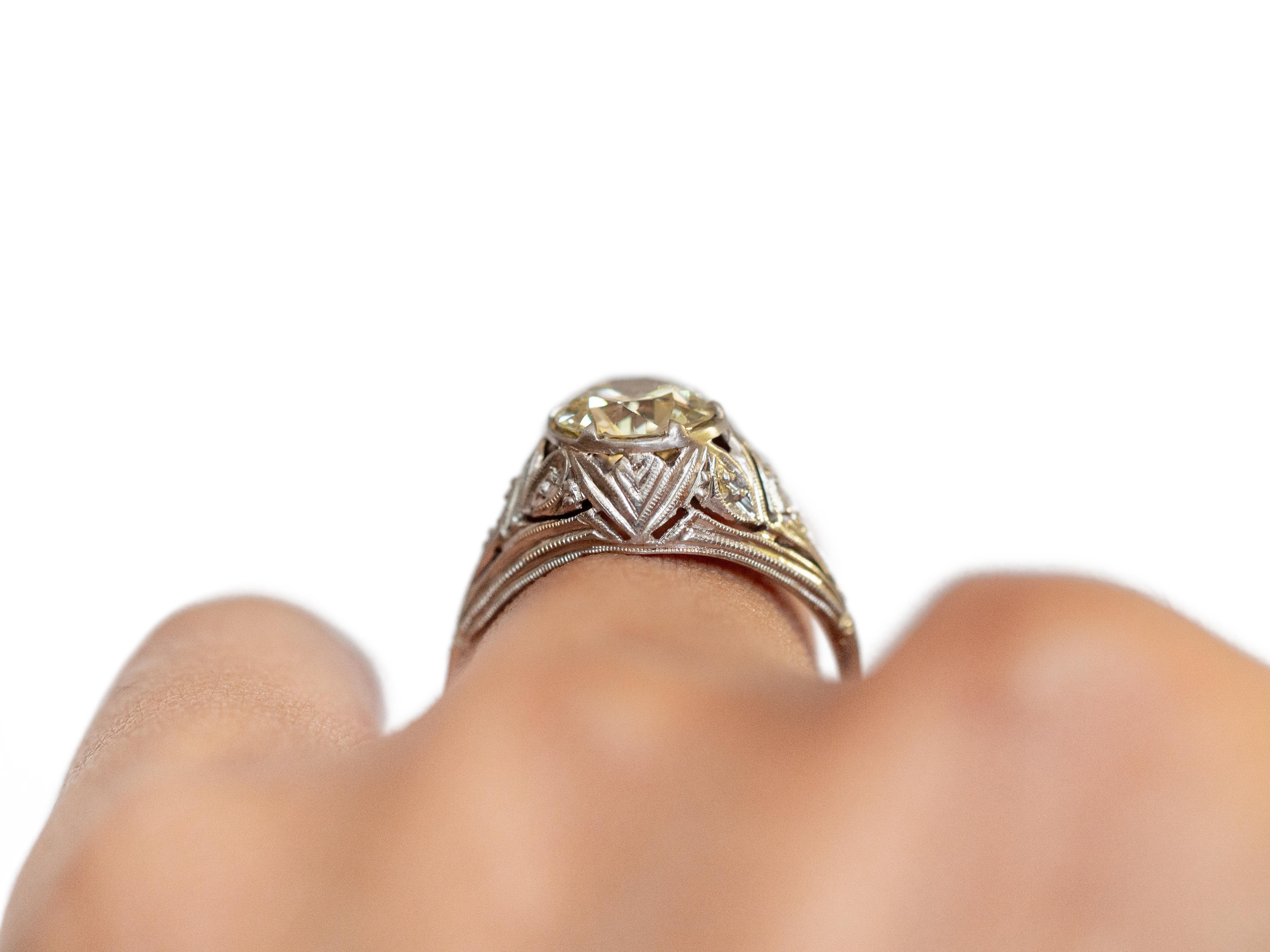 Women's or Men's 1.42 Carat Diamond Platinum Engagement Ring For Sale