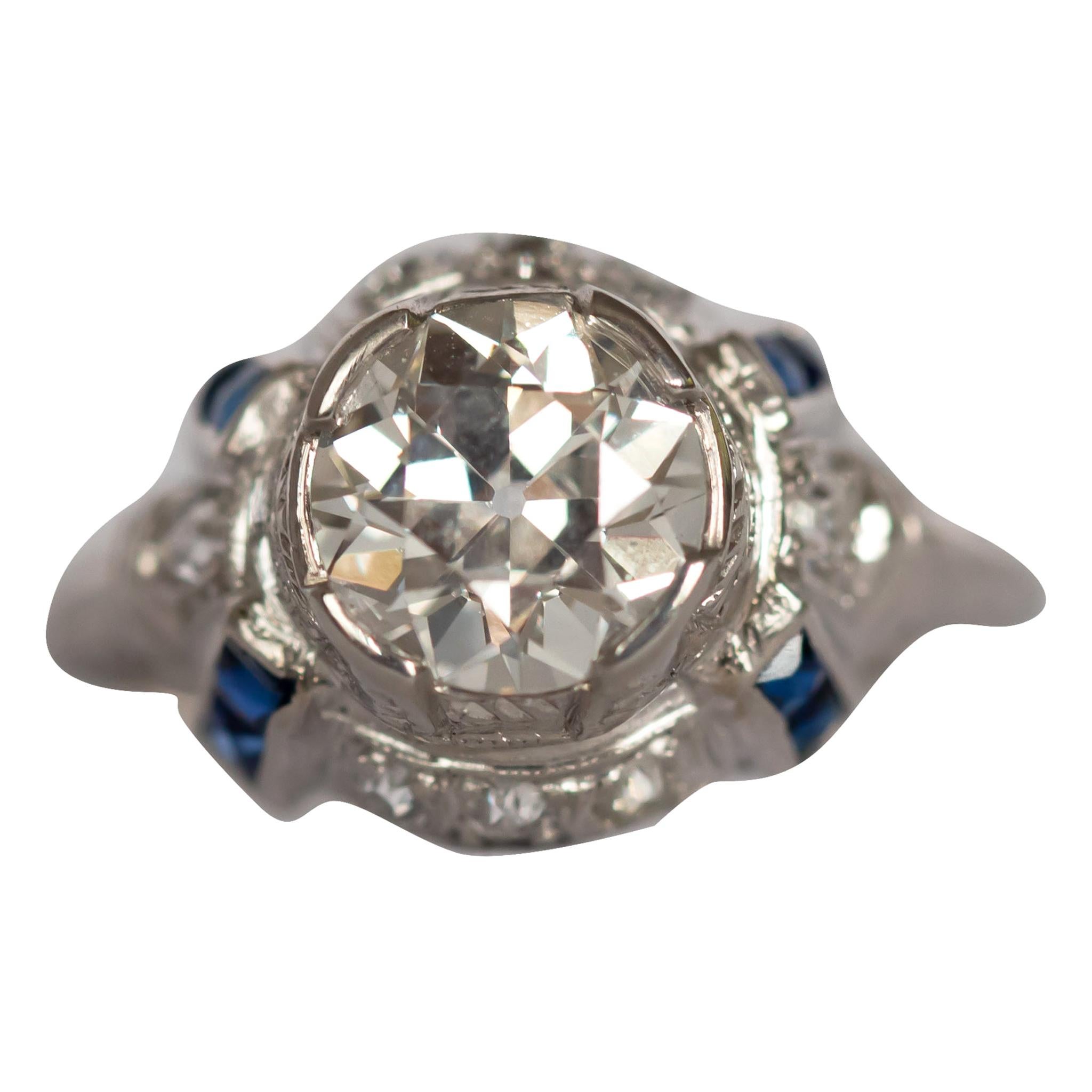 Bague de fiançailles en platine avec diamant de 1,42 carat