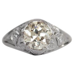 Antique 1.42 Carat Diamond Platinum Engagement Ring