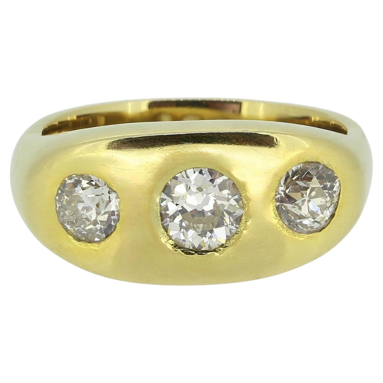1.42 Carat Diamond Three-Stone Gypsy Ring