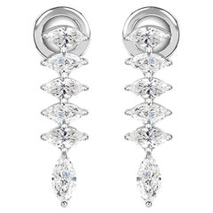 1.42 Carat Marquise Cut Natural Diamond Drop Earrings in 18K White Gold