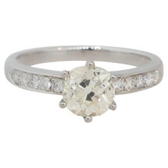 1.42 Carat Mine-Cut Diamond Engagement Ring 18 Karat in Stock
