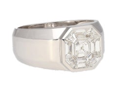 1.42 Carat Mixed Cut Illusion Set Mens Natural Diamond Cluster Ring