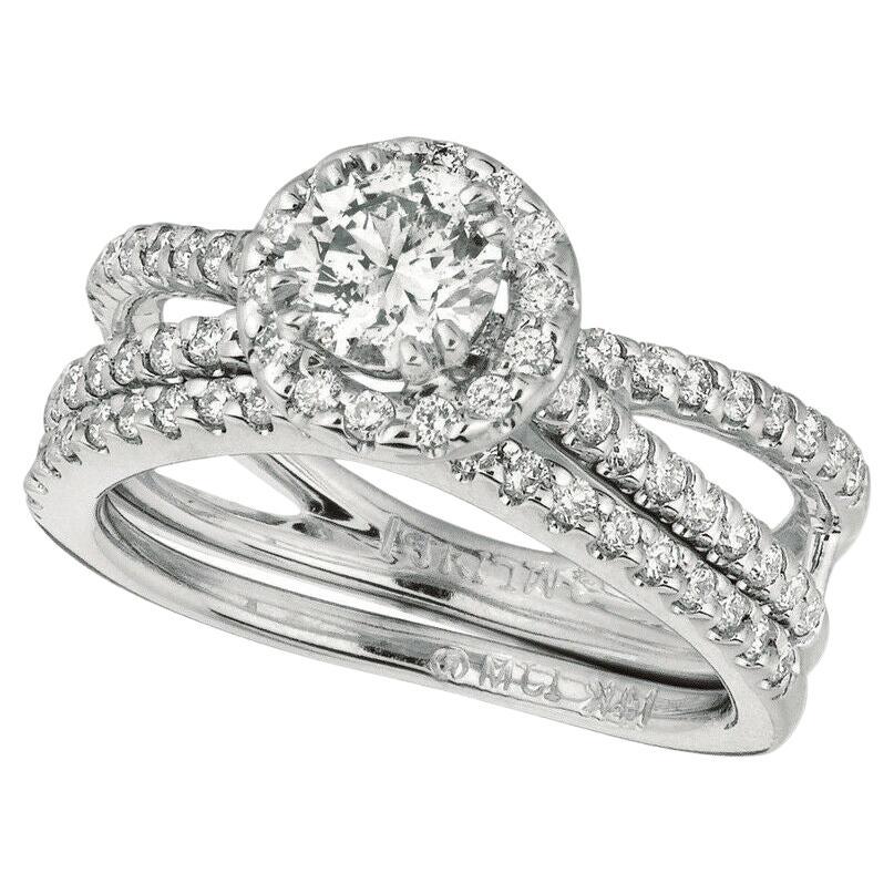 For Sale:  1.42 Carat Natural Diamond Engagement Ring G SI 14K White Gold