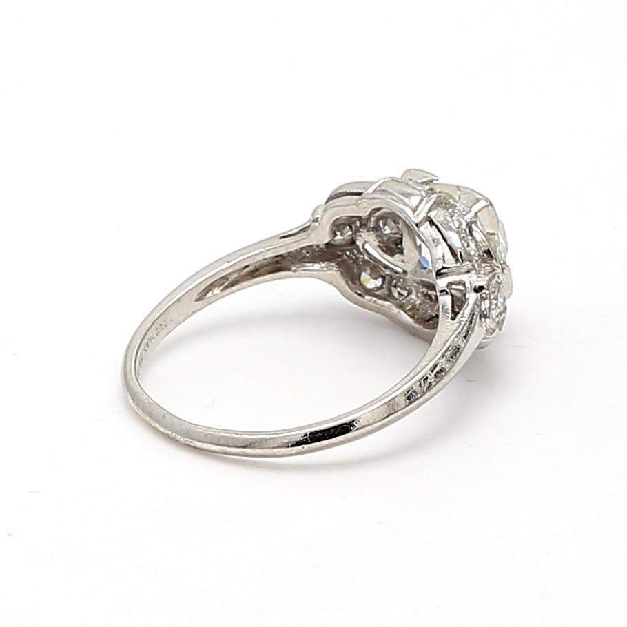 Bague de mariage en platine avec diamant taille européenne ancienne de 1,42 carat K-VS1 Pour femmes en vente