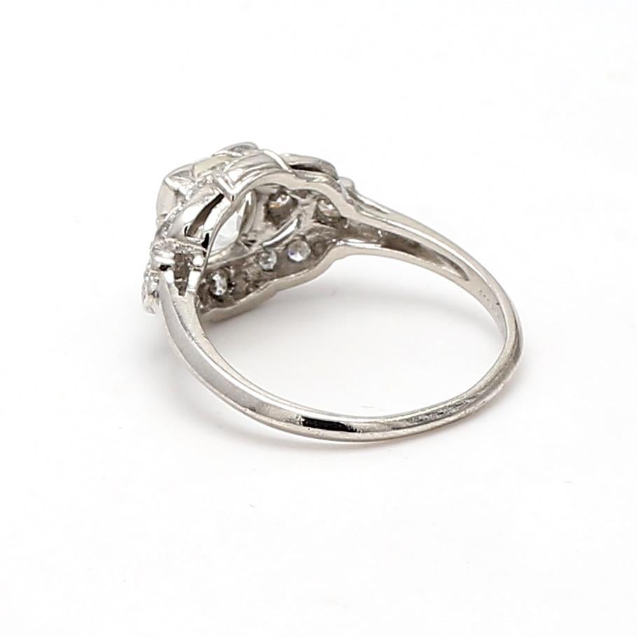 Bague de mariage en platine avec diamant taille européenne ancienne de 1,42 carat K-VS1 en vente 2