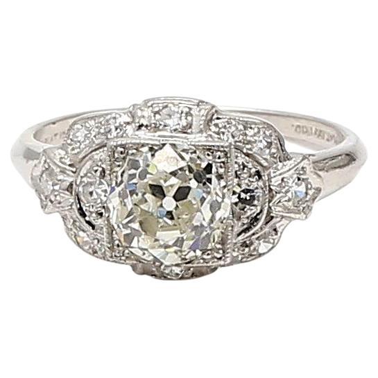 1.42 Carat Old European Cut K-VS1 Diamond Platinum Wedding Ring
