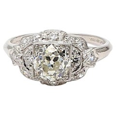 1.42 Carat Old European Cut K-VS1 Diamond Platinum Wedding Ring