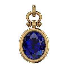 1.42 Carat Oval Cut Blue Sapphire Custom Pendant Necklace in 18k
