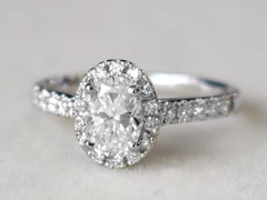1.42 Carat Oval Cut Diamond and White Gold Engagement Ring