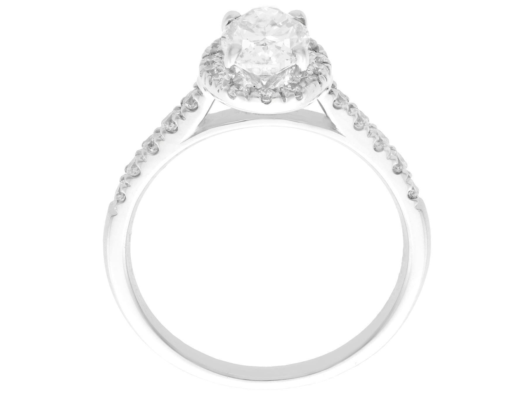 Women's 1.42 Carat Oval Cut Diamond and White Gold Engagement Ring For Sale