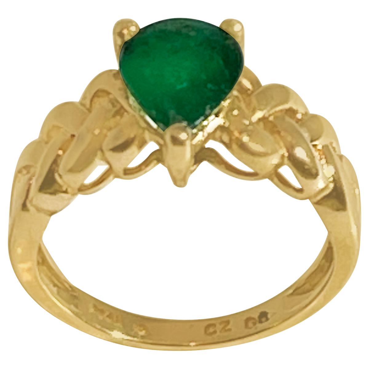 
1.42 Carat Pear Cut Natural Emerald Ring 14 Karat Yellow  Gold Size 5.8
Pear shape  Emerald Ring

 Emeralds are very precious , Very Difficult to find and getting more more difficult to find.
A classic, Cocktail ring 
 Emerald measurements