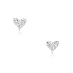 1.42 Carat Princess Cut Diamond Heart-Shaped Earrings 18 Karat In Stock